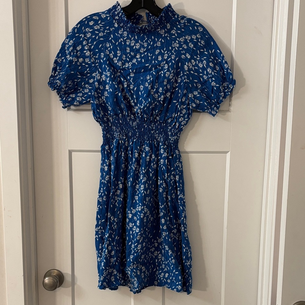 HAYDEN Blue SPRING Floral Smocked Waist Mini Dress